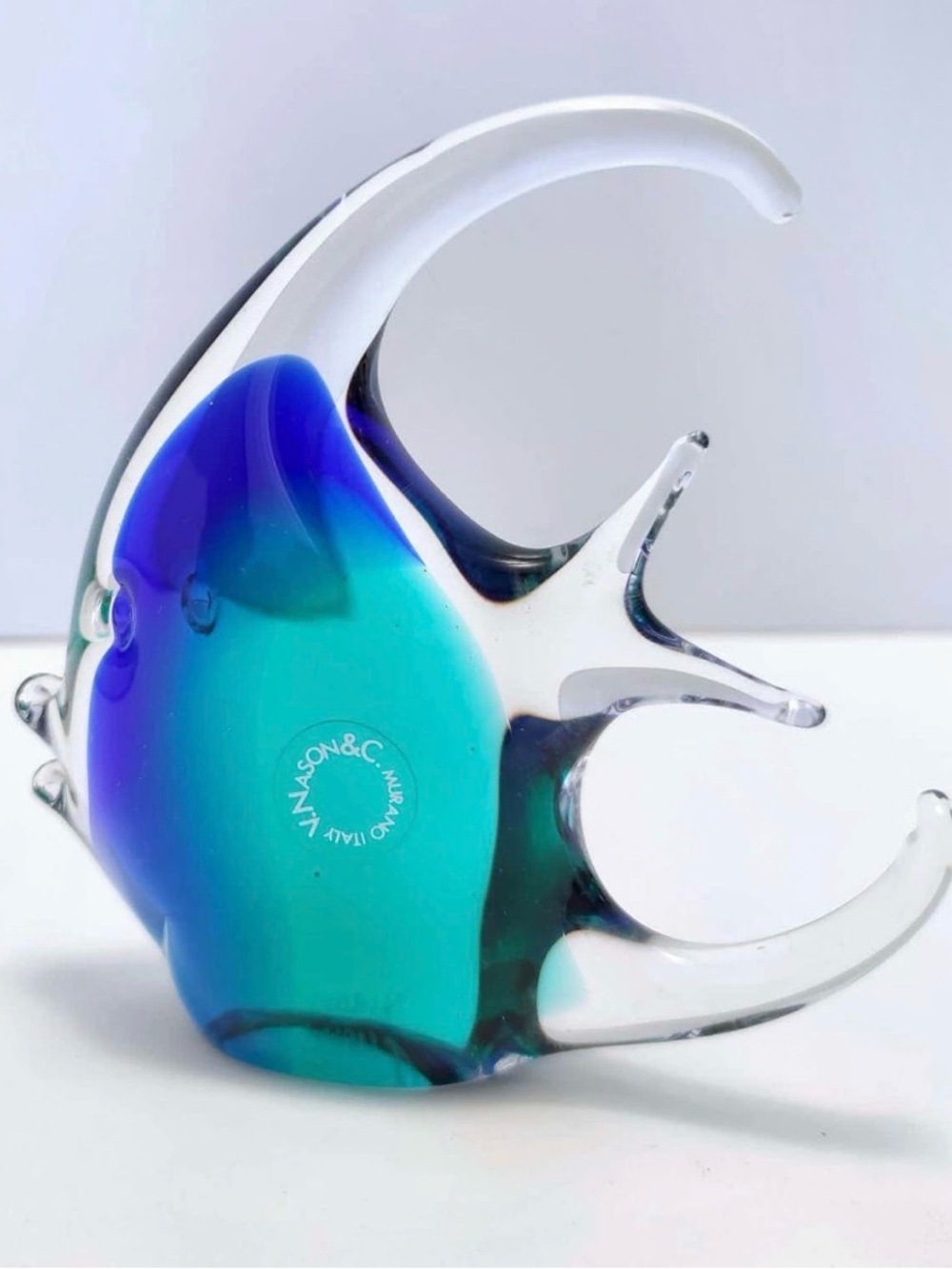 Murano Blue and Teal Glass Fish Sculpture - Picture 3 of 6